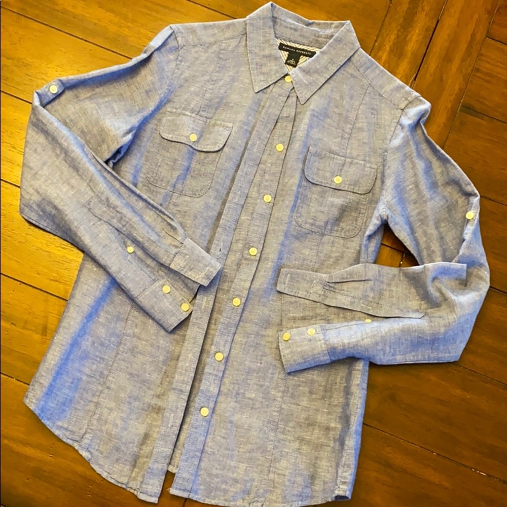 Banana Republic Blue Chambray Button Down Blouse
